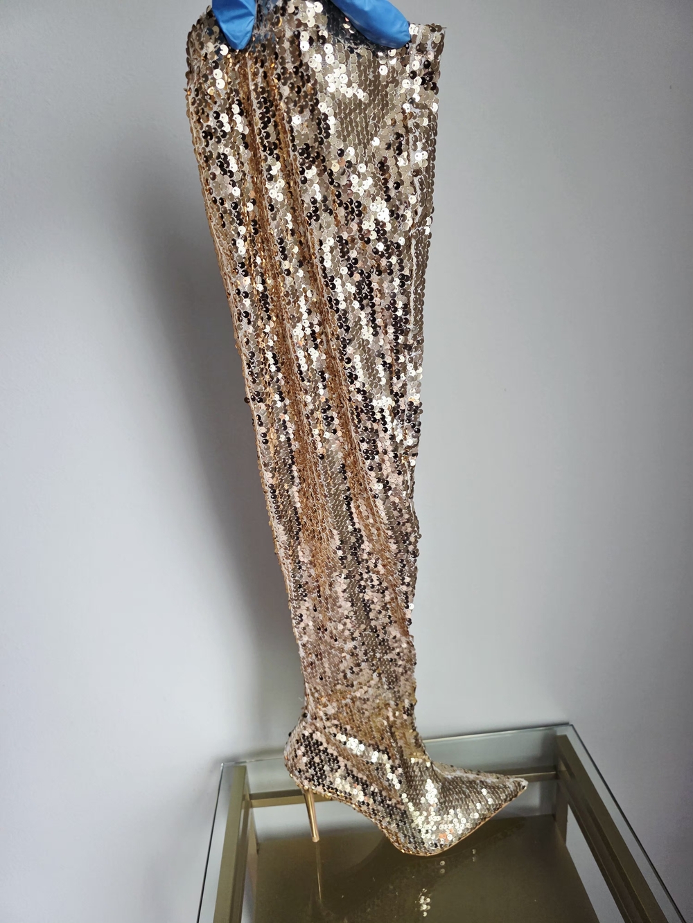 Gold Sequin Over-the-Knee Boots